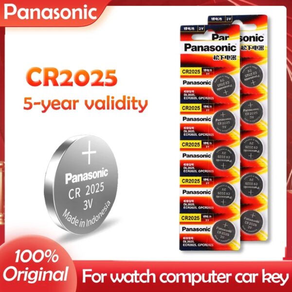 5x original PANASONIC button battery CR2025 3v 1co.no