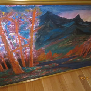 Maleri på lerret med gullramme